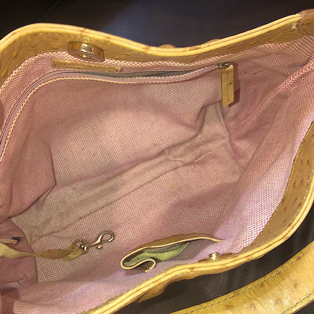 Vintage DOONEY & BOURKE Camel Ostrich Print Leather Shoulder Bag Hobo Design - Picture 9 of 14